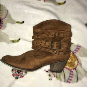 ID Required Brown Studded Ankle Cowgirl Boots